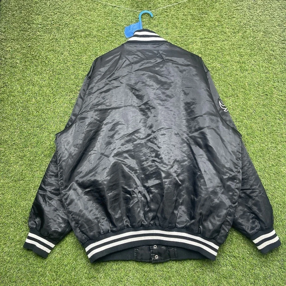 Vintage Chicago Bulls Satin Starter Jacket Mens 2XL Varsity Snap Front Black 90s